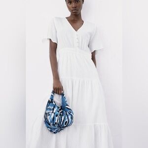 Zara Rustic Tiered Dress White Gauze
